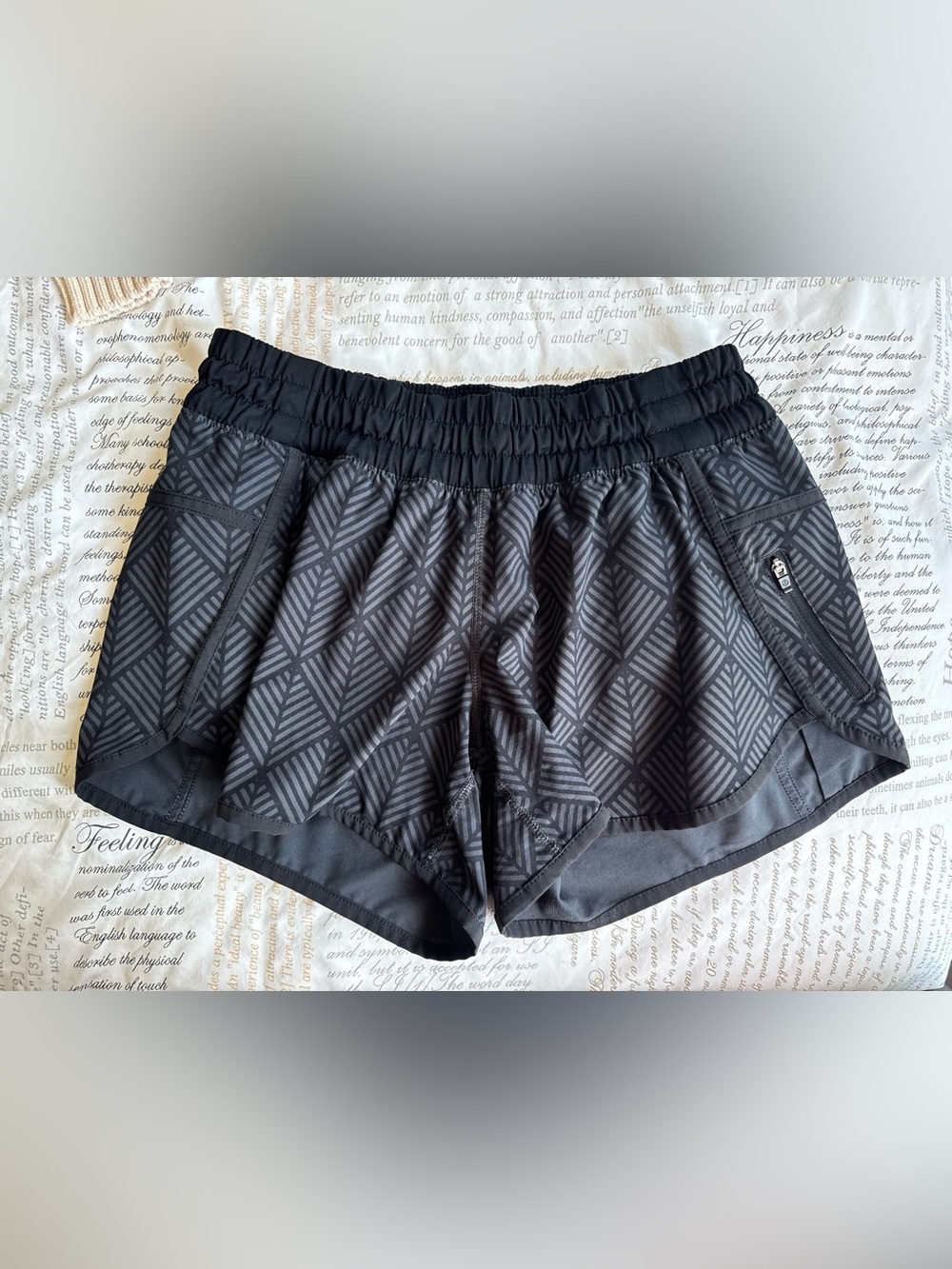 lululemon athletica Black Geometric Run Shorts